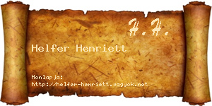 Helfer Henriett névjegykártya